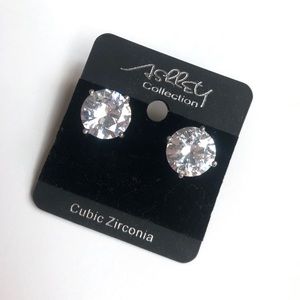 NEW 9mm Cubic Zirconia Stud Earrings